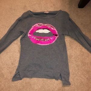 Grey long sleeve with lips!